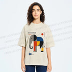 Unisex Bauhaus Elephant Printed Washed Tee