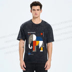 Unisex Bauhaus Elephant Printed Washed Tee