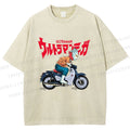 Unisex Ultraman And Motorcycles Printed Washed Tee