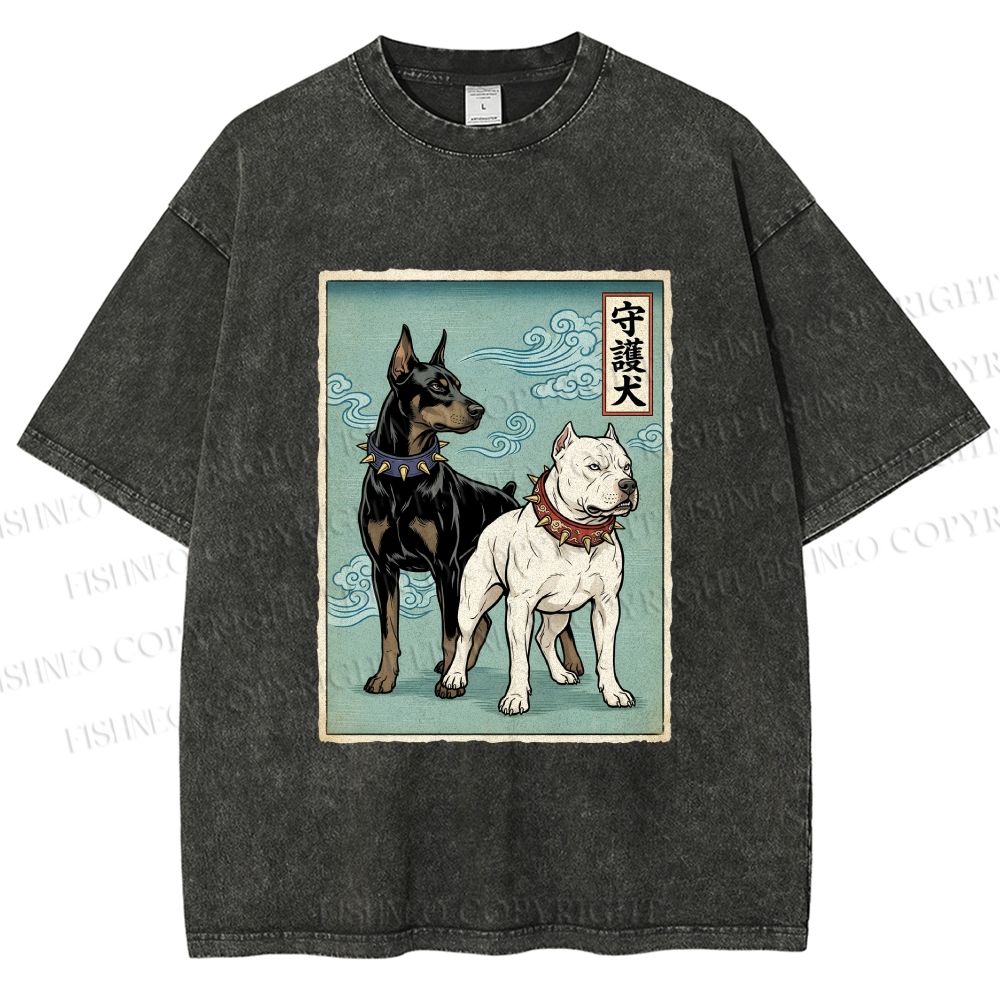 Unisex Guardian Dog Printed Washed Tee