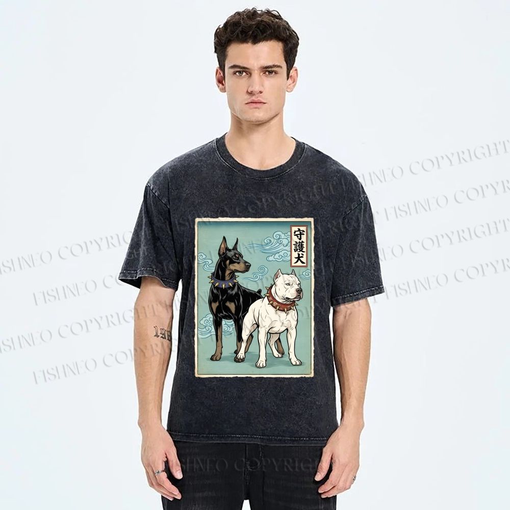 Unisex Guardian Dog Printed Washed Tee