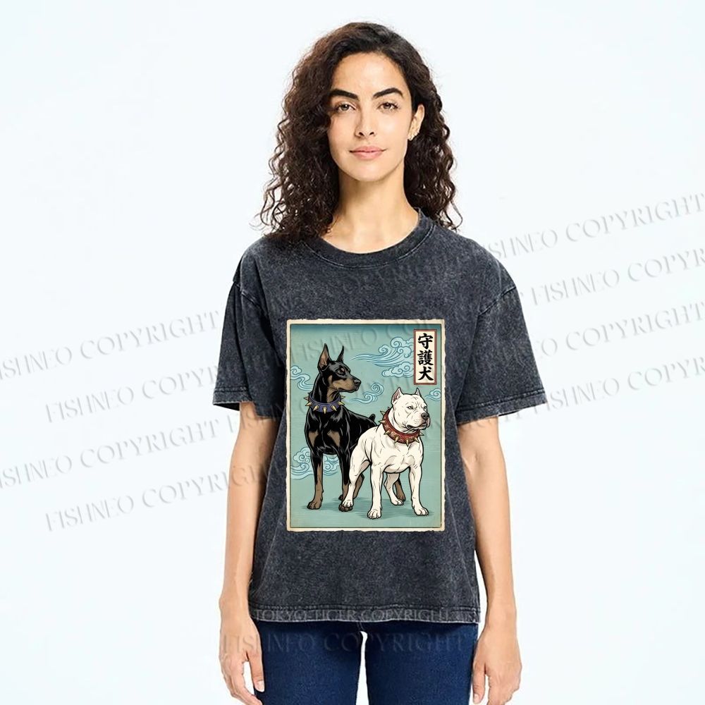 Unisex Guardian Dog Printed Washed Tee