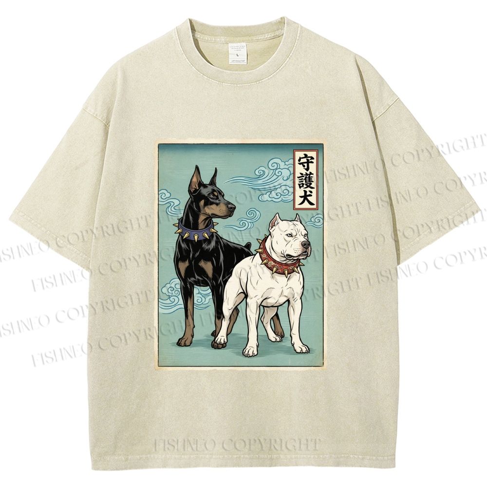 Unisex Guardian Dog Printed Washed Tee