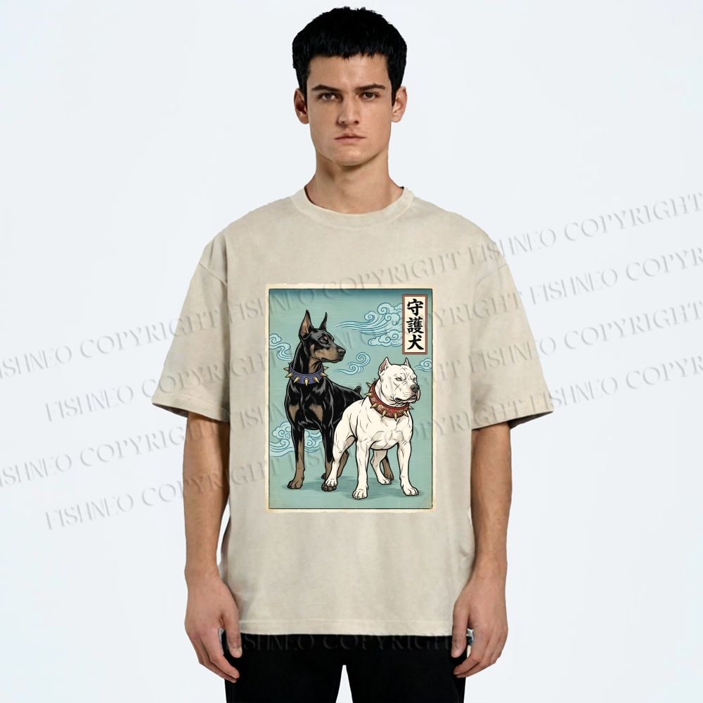 Unisex Guardian Dog Printed Washed Tee