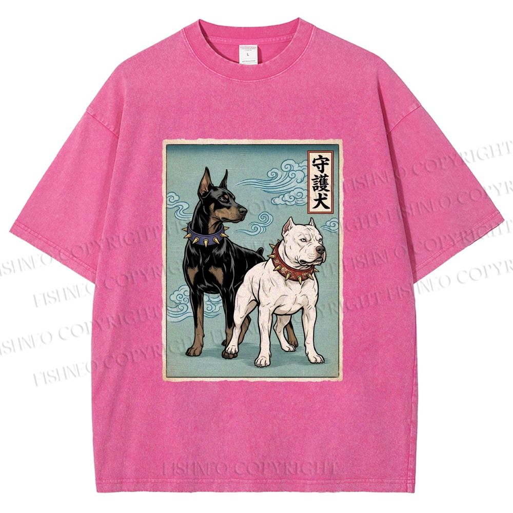 Unisex Guardian Dog Printed Washed Tee