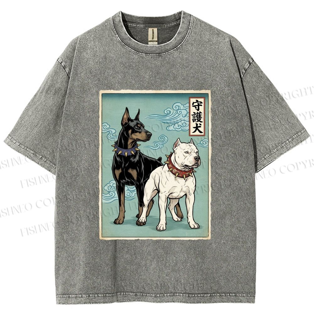 Unisex Guardian Dog Printed Washed Tee