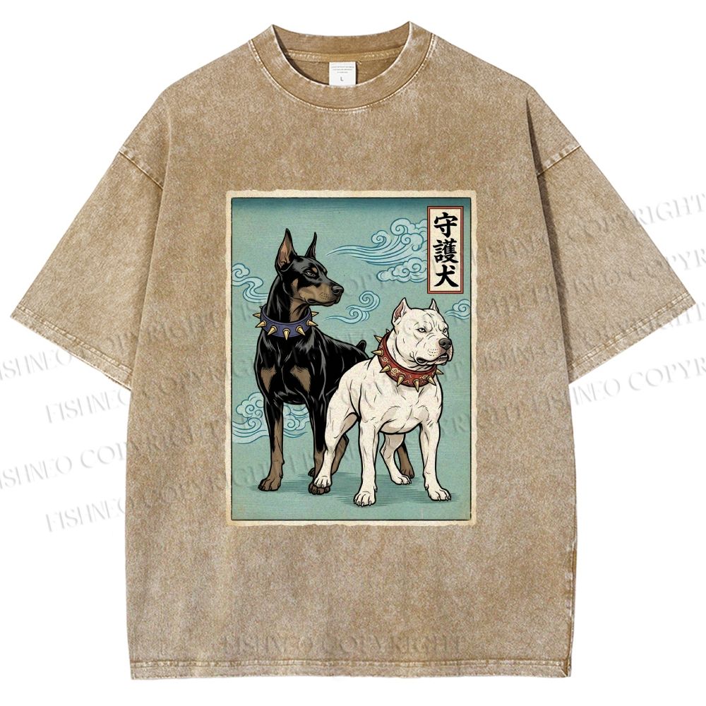 Unisex Guardian Dog Printed Washed Tee
