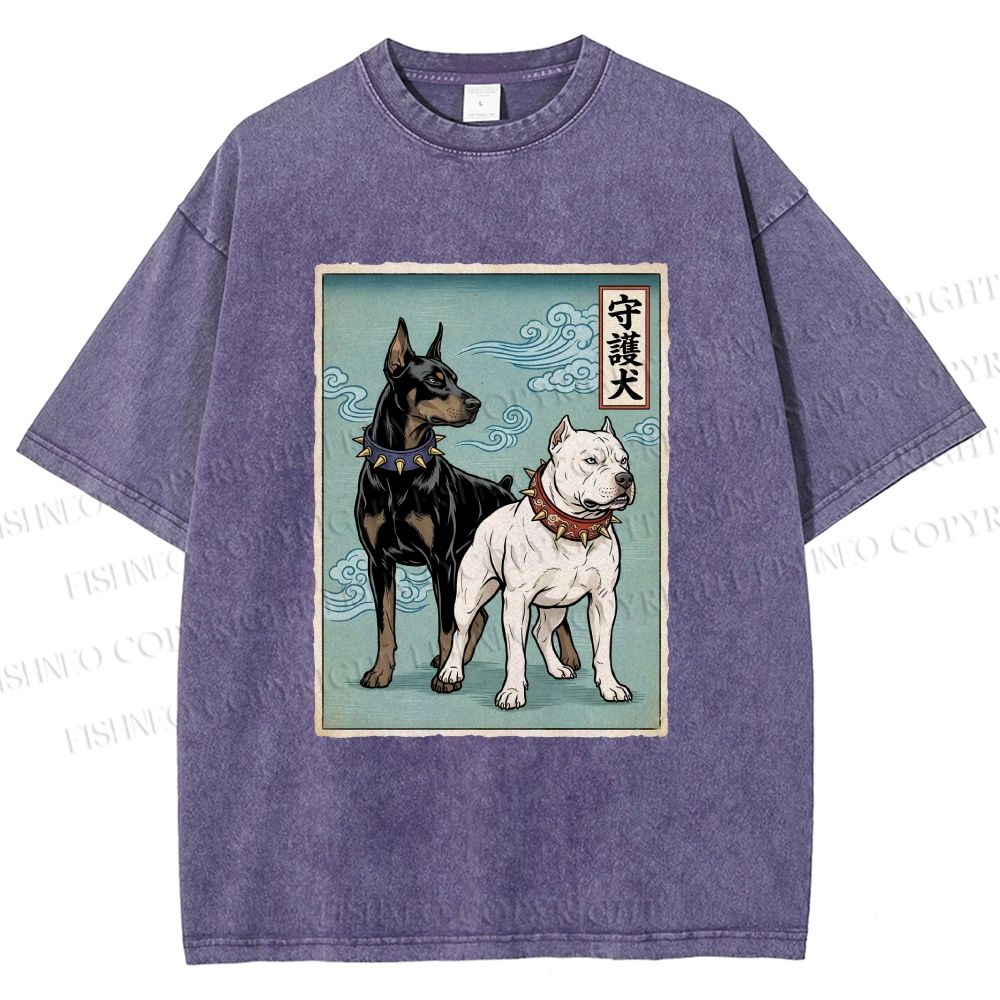 Unisex Guardian Dog Printed Washed Tee