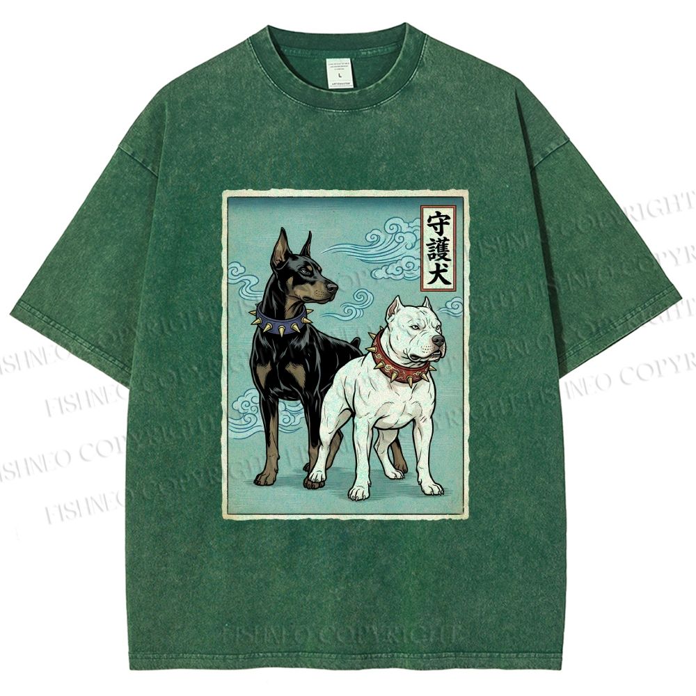 Unisex Guardian Dog Printed Washed Tee
