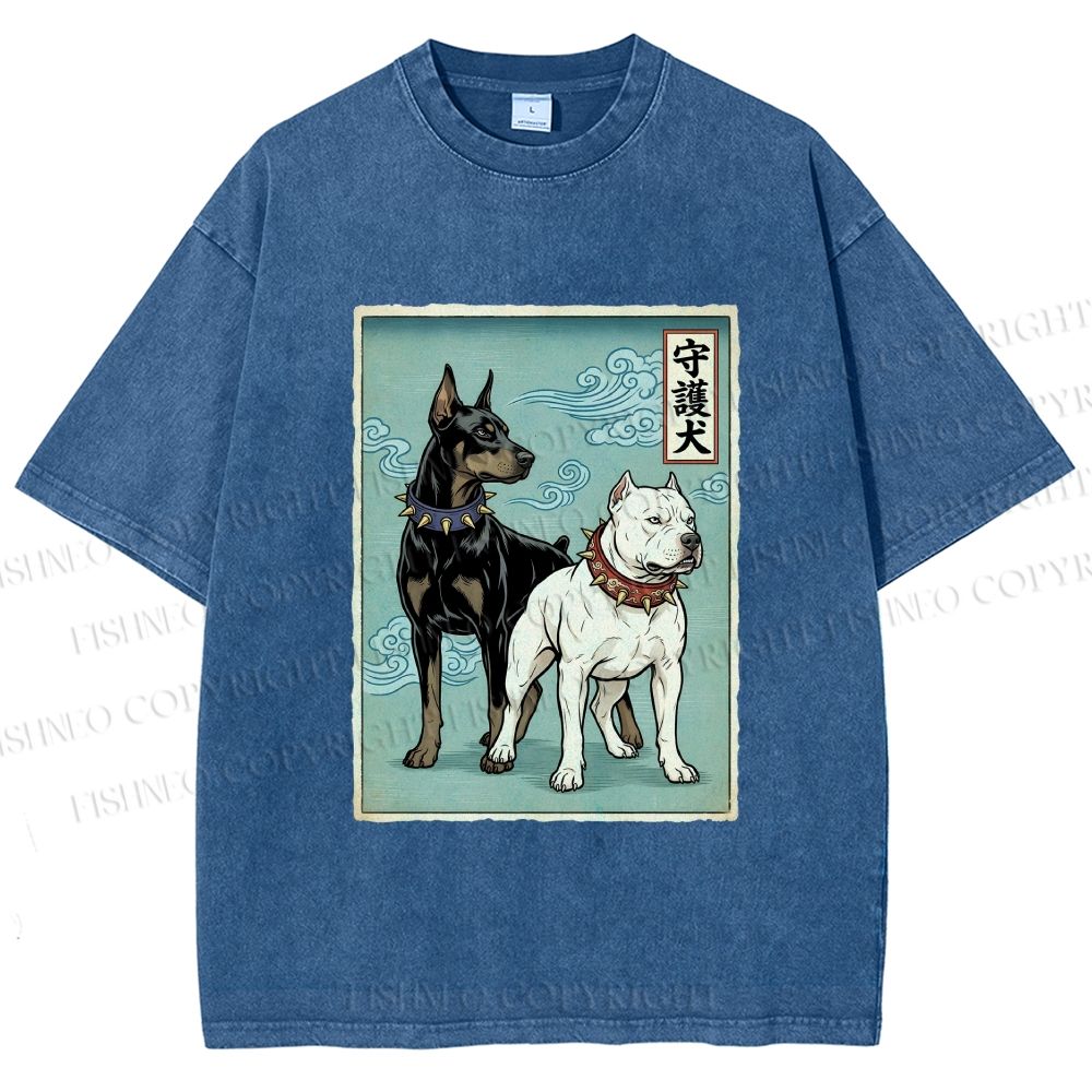 Unisex Guardian Dog Printed Washed Tee