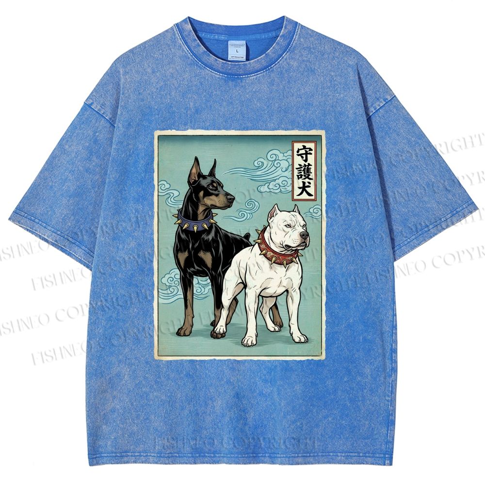 Unisex Guardian Dog Printed Washed Tee