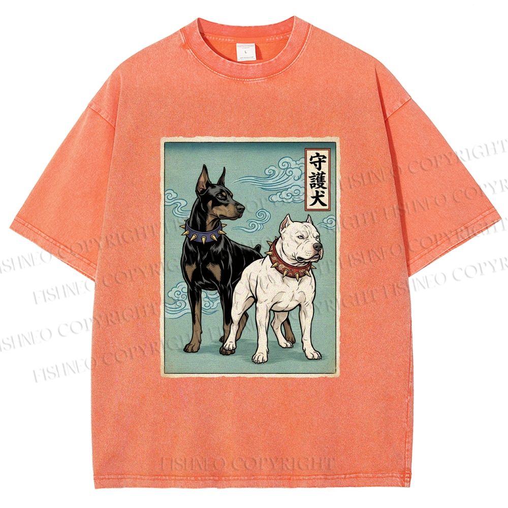 Unisex Guardian Dog Printed Washed Tee