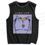 Unisex Survivor Printed Washed Tank Top