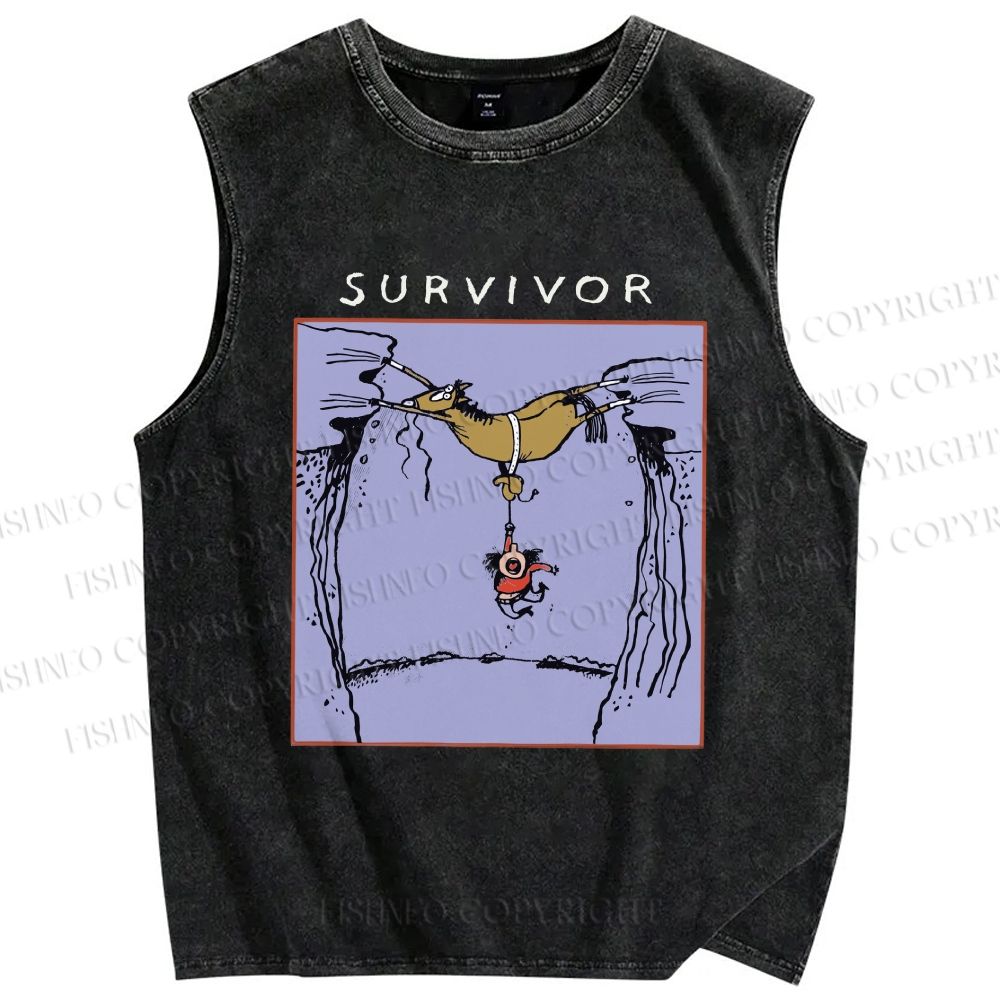 Unisex Survivor Printed Washed Tank Top