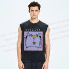 Unisex Survivor Printed Washed Tank Top