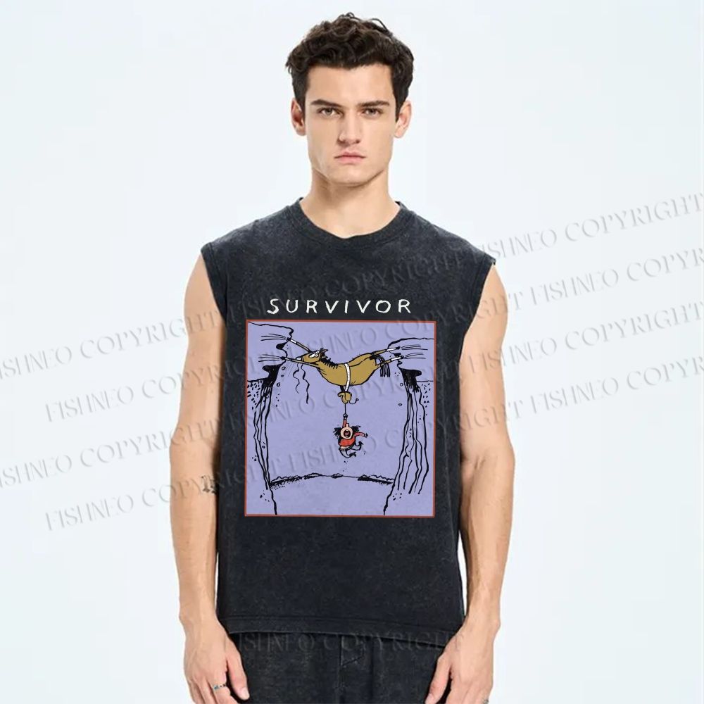 Unisex Survivor Printed Washed Tank Top