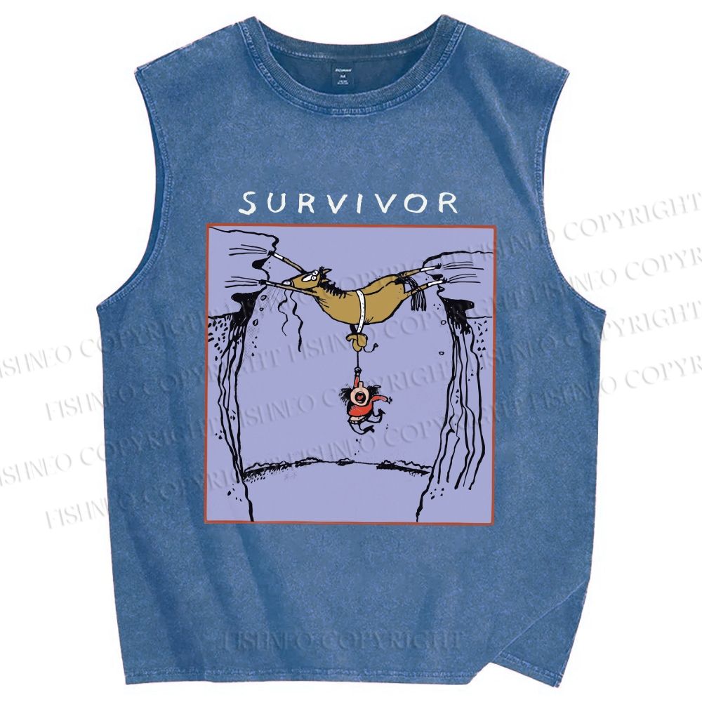 Unisex Survivor Printed Washed Tank Top