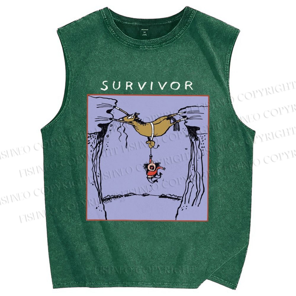 Unisex Survivor Printed Washed Tank Top
