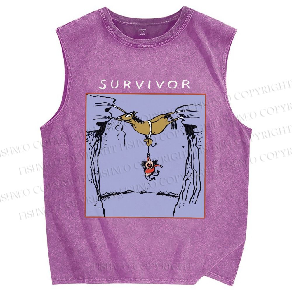 Unisex Survivor Printed Washed Tank Top