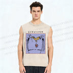 Unisex Survivor Printed Washed Tank Top