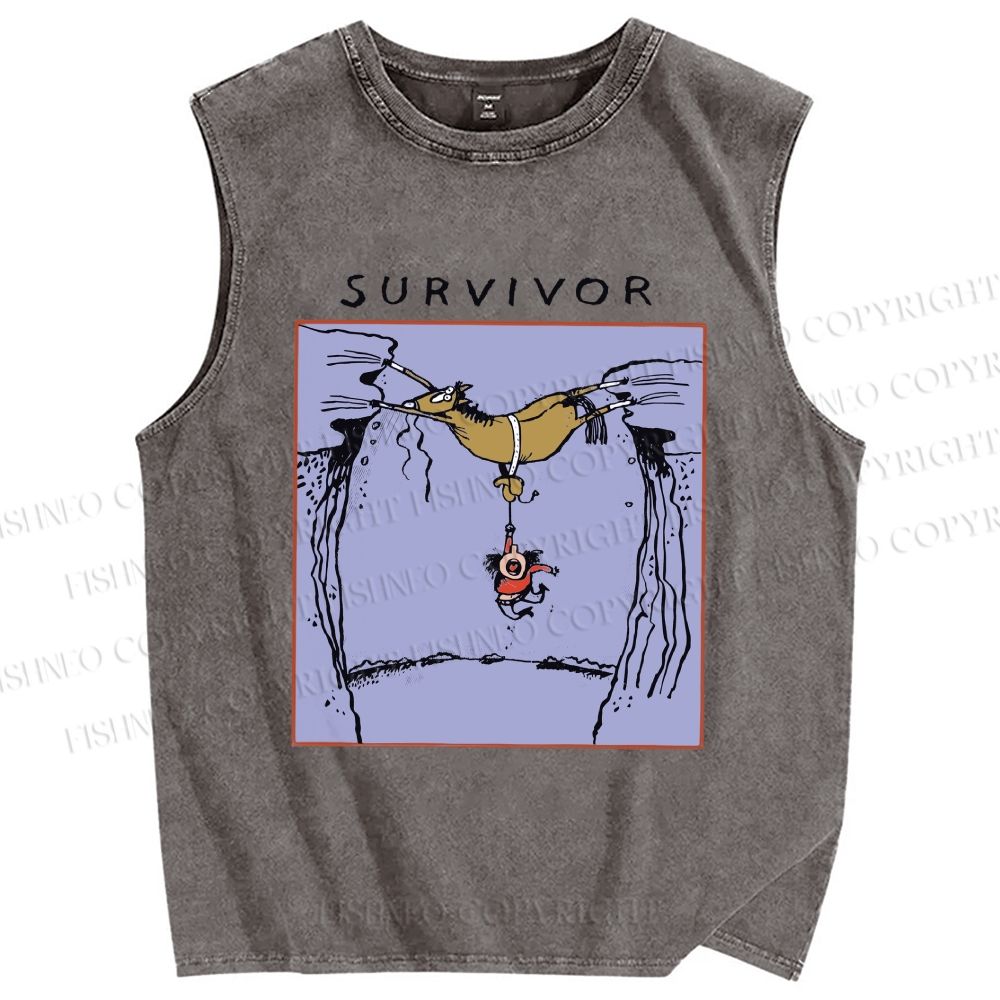 Unisex Survivor Printed Washed Tank Top