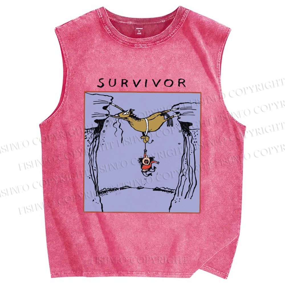 Unisex Survivor Printed Washed Tank Top