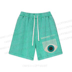 Unisex Bauhaus Geometric Eyes Washed Shorts