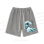 Unisex Wave off Kanagawa Washed Shorts