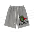 Unisex Resist Frog Printed Washed Shorts