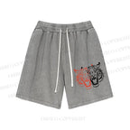 Unisex Patchwork Tiger Washed Shorts