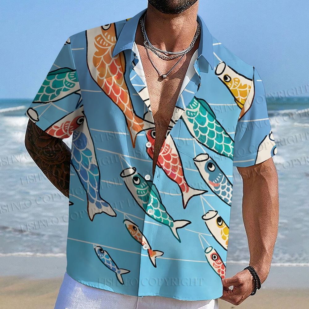 Japanese Carp Streamer Hawaiian Shirt