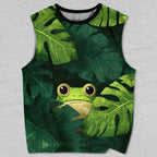 Unisex Hiding Frog Printed Tank Top