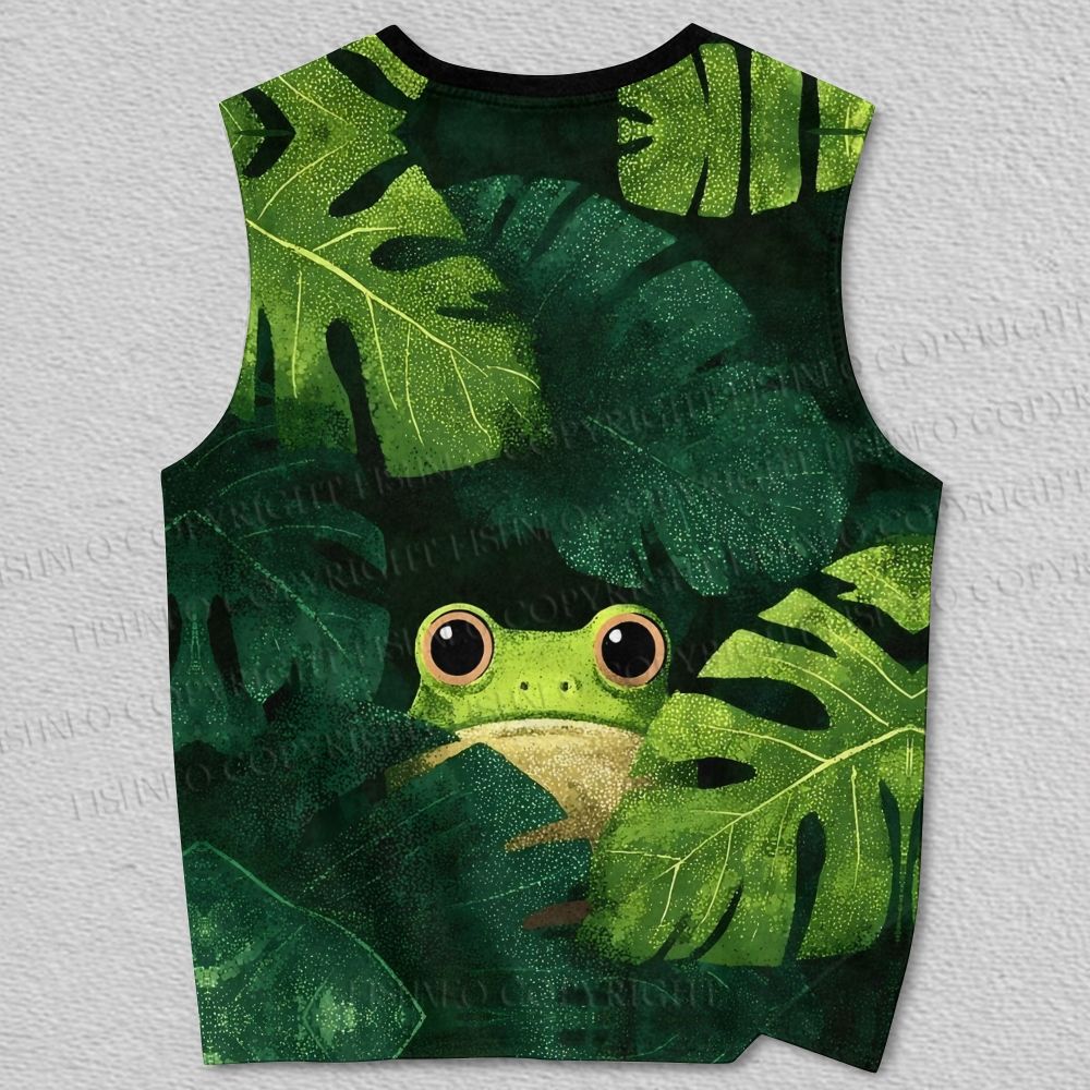Unisex Hiding Frog Printed Tank Top