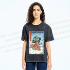 Unisex Vintage Japanese Samurai Frog Printed Washed Tee