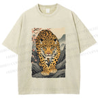Unisex Vintage Panther Printed Washed Tee