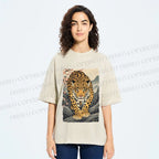 Unisex Vintage Panther Printed Washed Tee