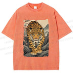 Unisex Vintage Panther Printed Washed Tee