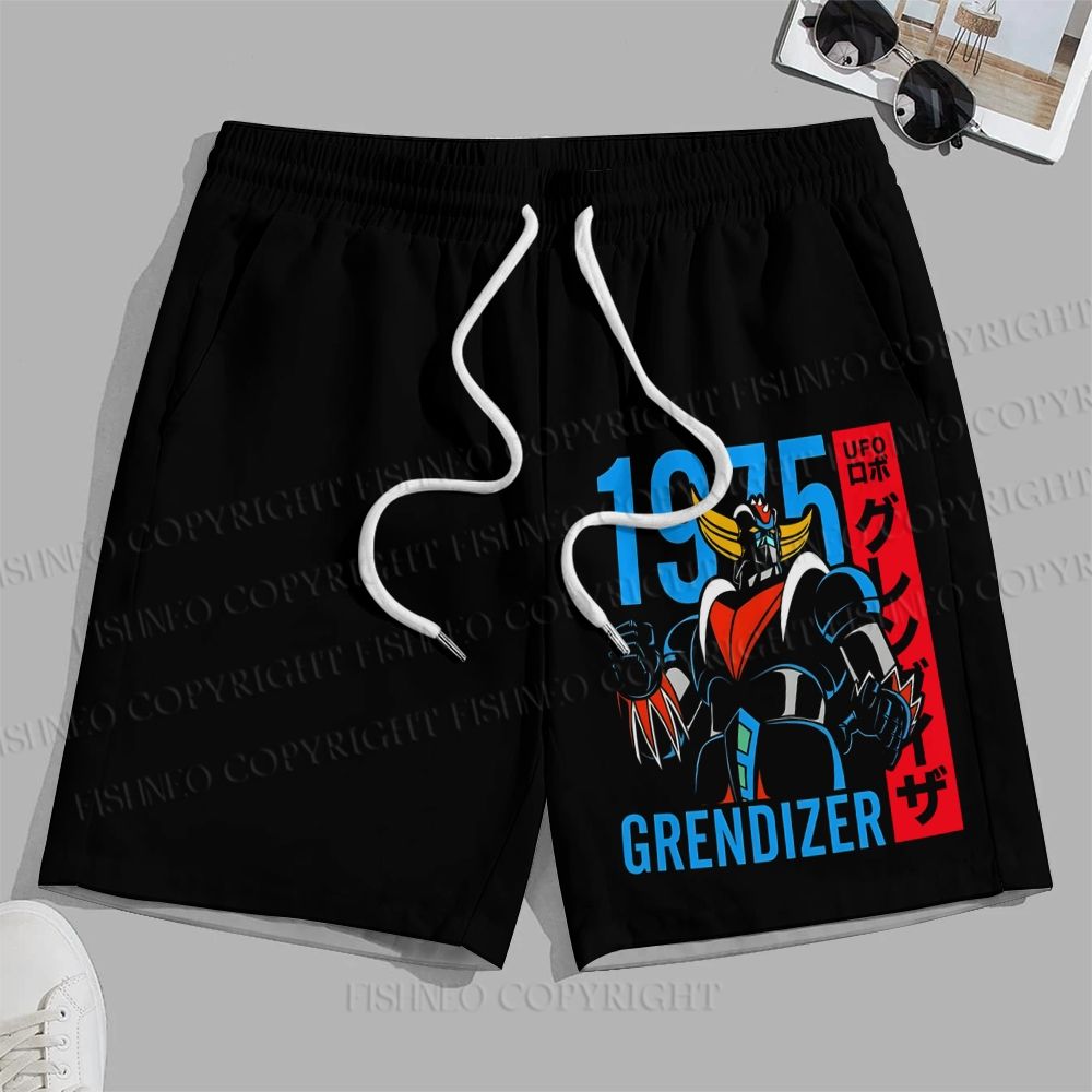 Men's Mazinger Grendizer Printed Casual Beach Plus Size Shorts