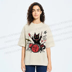 Unisex Louder Than Meow Printed Washed Tee
