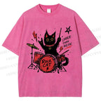 Unisex Louder Than Meow Printed Washed Tee