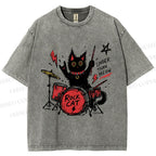 Unisex Louder Than Meow Printed Washed Tee