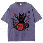Unisex Louder Than Meow Printed Washed Tee