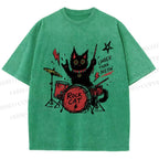 Unisex Louder Than Meow Printed Washed Tee
