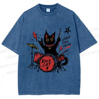 Unisex Louder Than Meow Printed Washed Tee