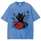 Unisex Louder Than Meow Printed Washed Tee