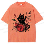 Unisex Louder Than Meow Printed Washed Tee