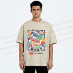 Unisex Rising Koi Banner Printed Washed Tee