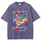 Unisex Rising Koi Banner Printed Washed Tee