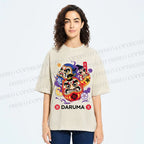 Unisex Evil Warding Daruma Printed Washed Tee