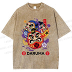 Unisex Evil Warding Daruma Printed Washed Tee